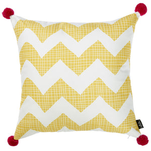 18"x 18" Yellow Tropical Chevron Decorative Throw Pillow Cover