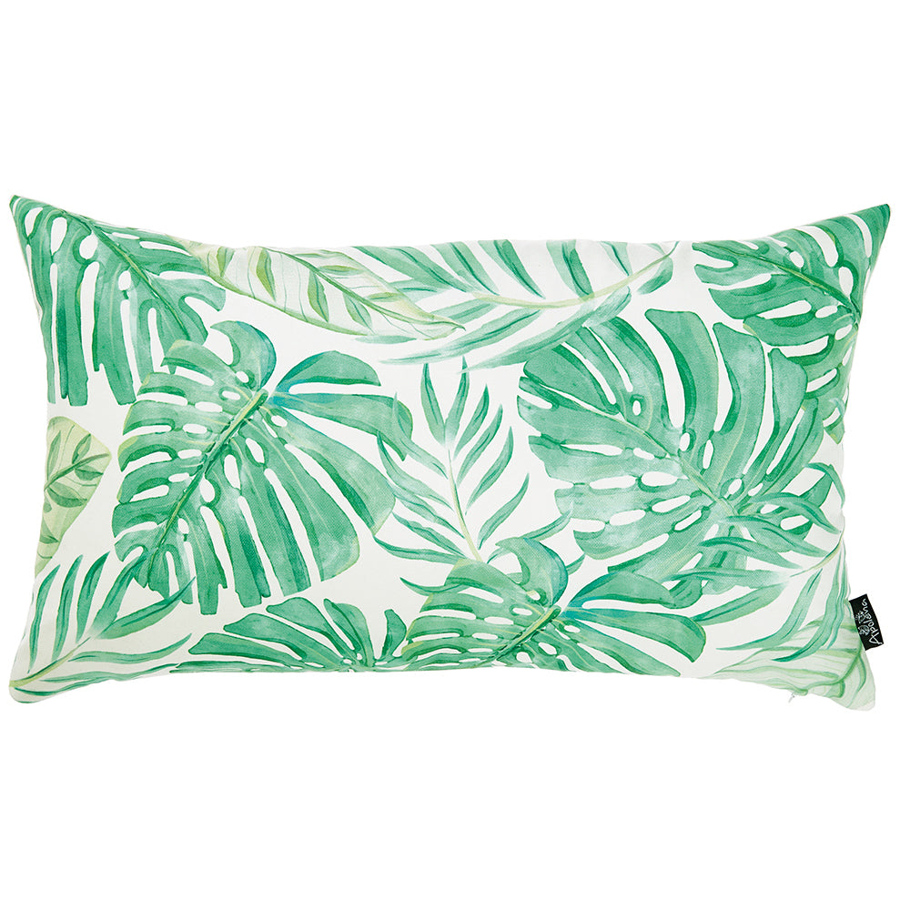 20"x12" Tropical Monstera Lumbar Decorative Throw Pillow Cover