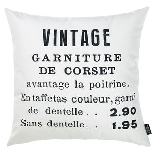 18"x 18" Black and White Vintage Decorative Throw Pillow Cover