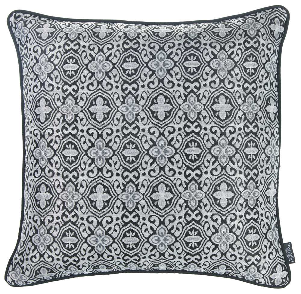 17"x 17" Grey Jacquard Aristo Decorative Throw Pillow Cover