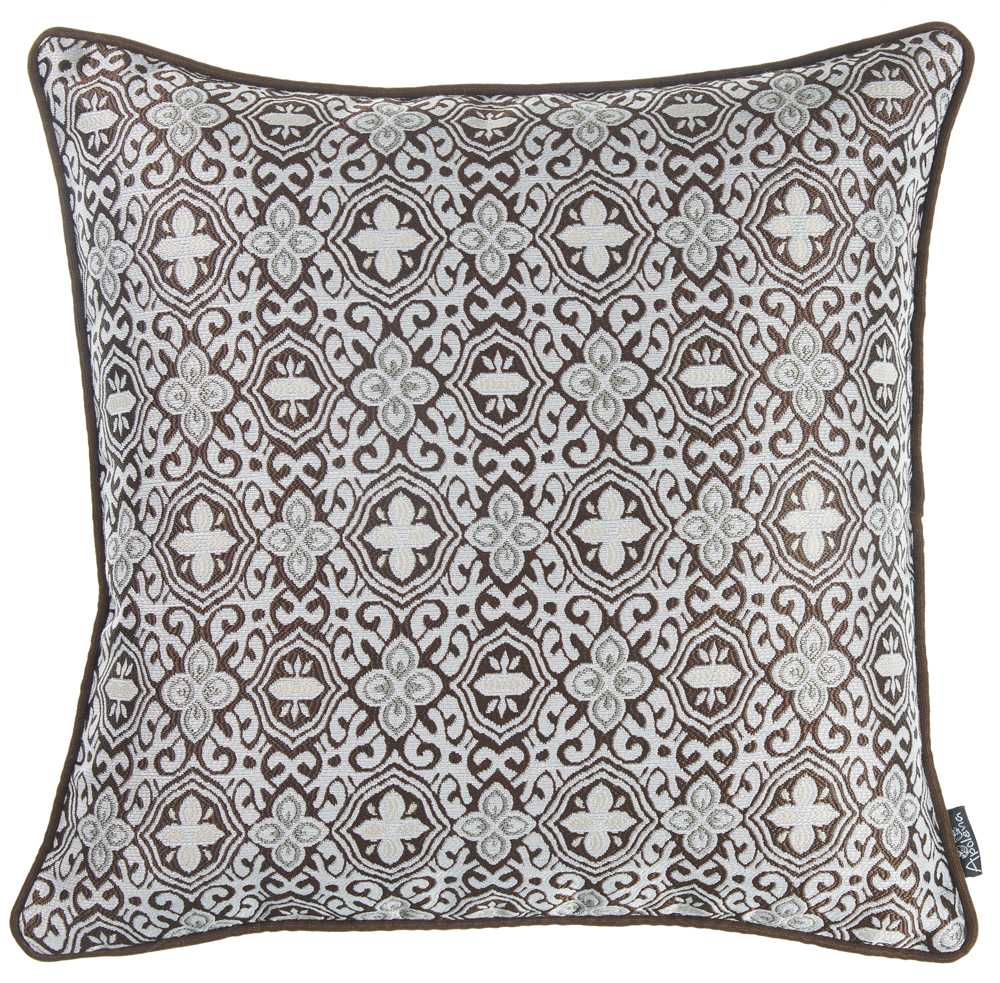 17"x 17" Brown Jacquard Aristo Decorative Throw Pillow Cover