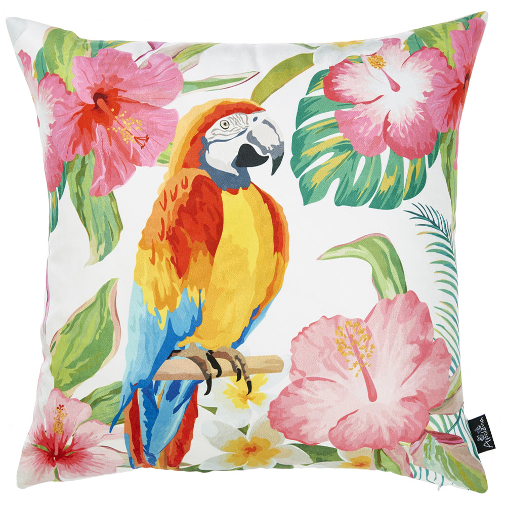 18"x 18" Tropical Parrot Forest Decorative Throw Pillow Cover