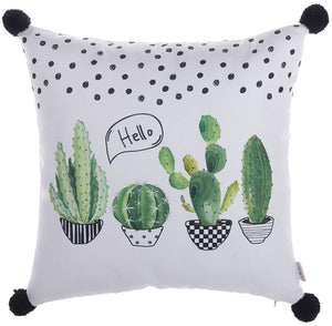 18"x 18" Cactus PomPom Decorative Throw Pillow Cover