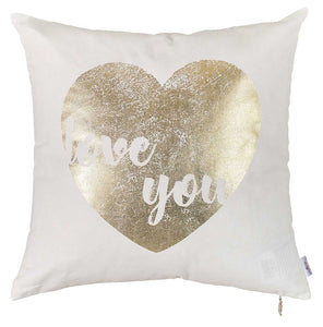 18"x 18" Happy Square Heart Printed Decorative Throw Pillow Cover Pillowcase