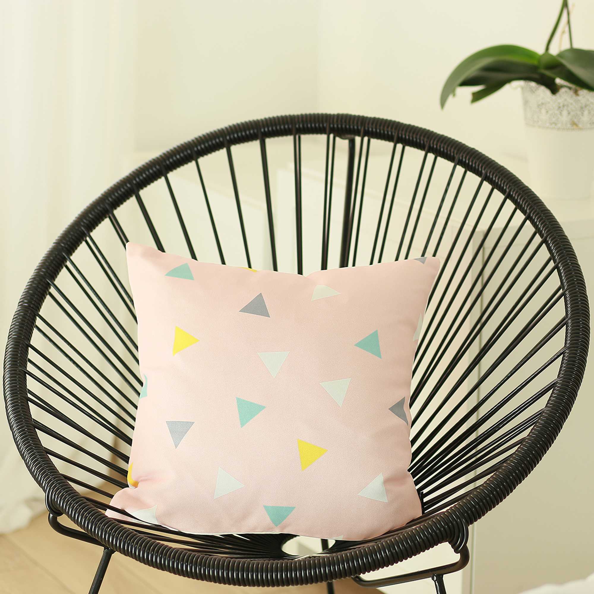 18"x18" Scandi Square Triangles Decorative Throw Pillow Cover