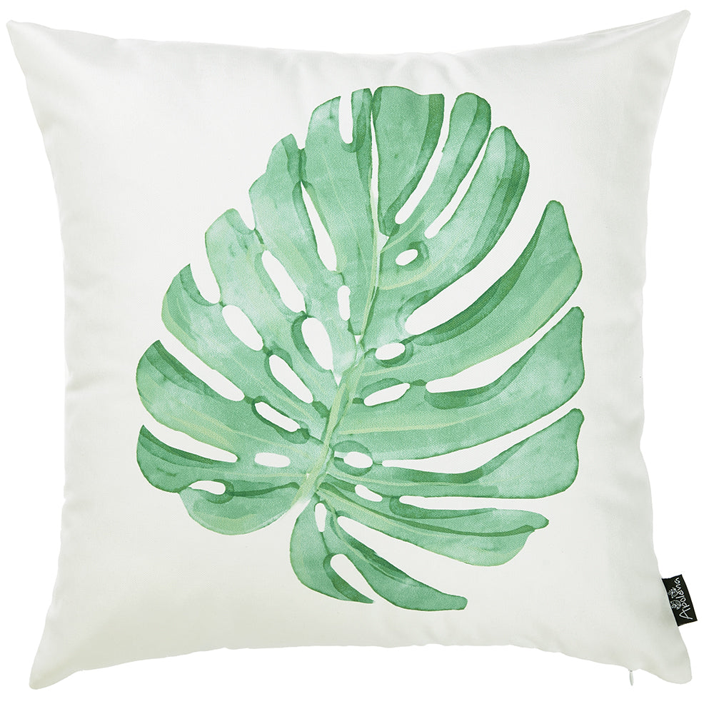 18"x 18" Tropical Single Monstera Decorative Throw Pillow Cover