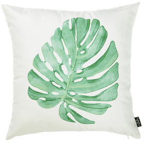 18"x 18" Tropical Single Monstera Decorative Throw Pillow Cover