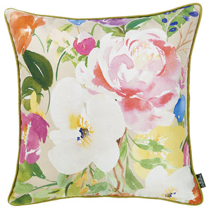 18"x 18" Watercolor Bouquet Printed Decorative Throw Pillow Cover