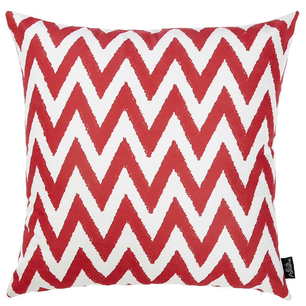 18"x18" Red Nautica Chevron Decorative Throw Pillow Cover Printed