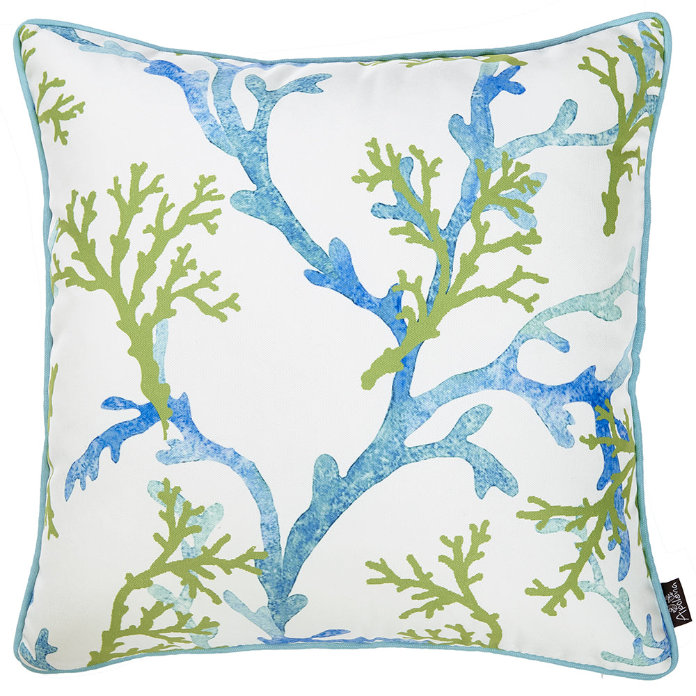 18"x18" Blue Marine Coral Decorative Throw Pillow Cover Printed