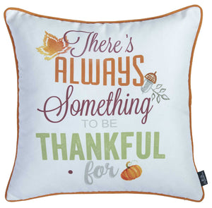 18"x 18" Thanksgiving Thankful Printed Decorative Throw Pillow Cover