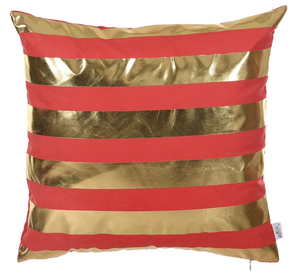 18"x 18" Gold Happy Square Stripes Printed Decorative Throw Pillow Cover Pillowcase