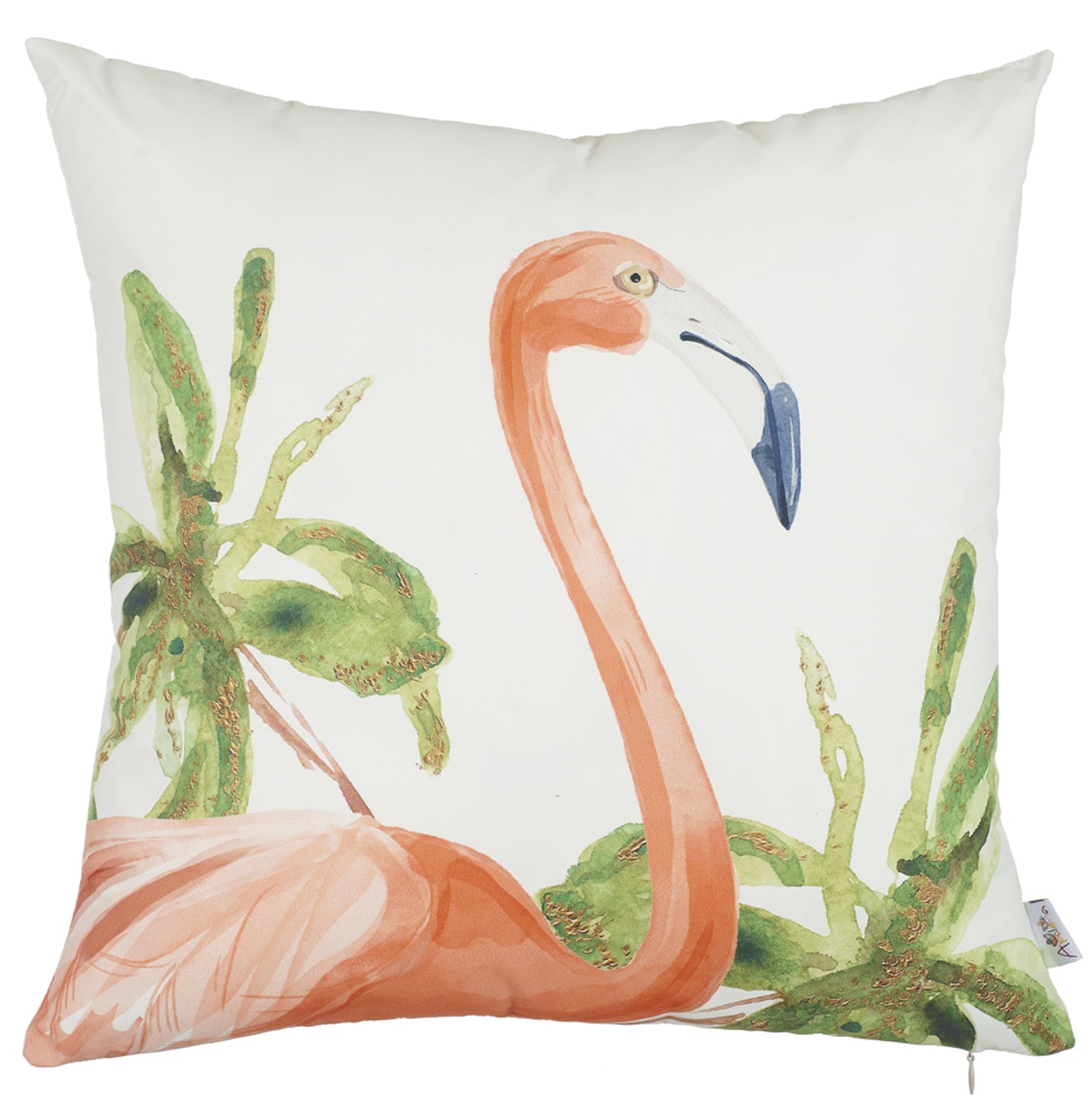 18"x 18" Tropical Square Flamingo Decorative Throw Pillow Cover