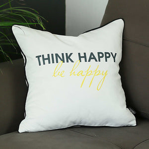 18"x18" Scandi Think Happy Printed Decorative Throw Pillow Cover