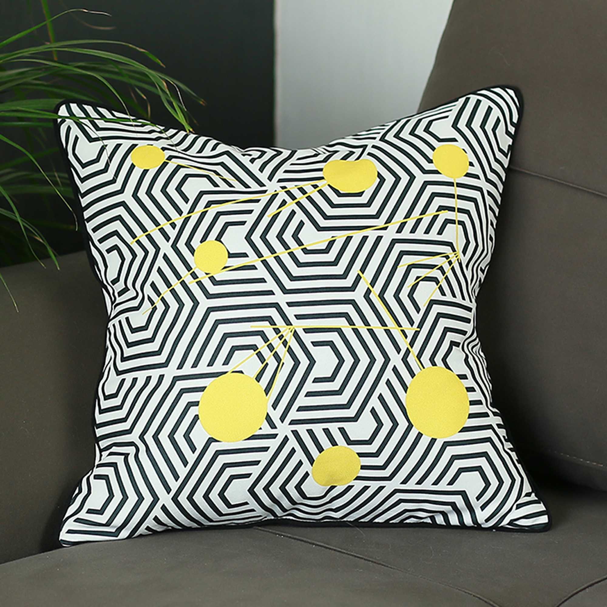 18"x18" Scandi Square Geo Printed Decorative Throw Pillow Cover