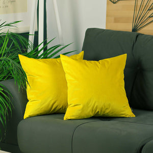 18"x 18" Yellow Velvet Decorative Throw Pillow Cover (2 Pcs in set)