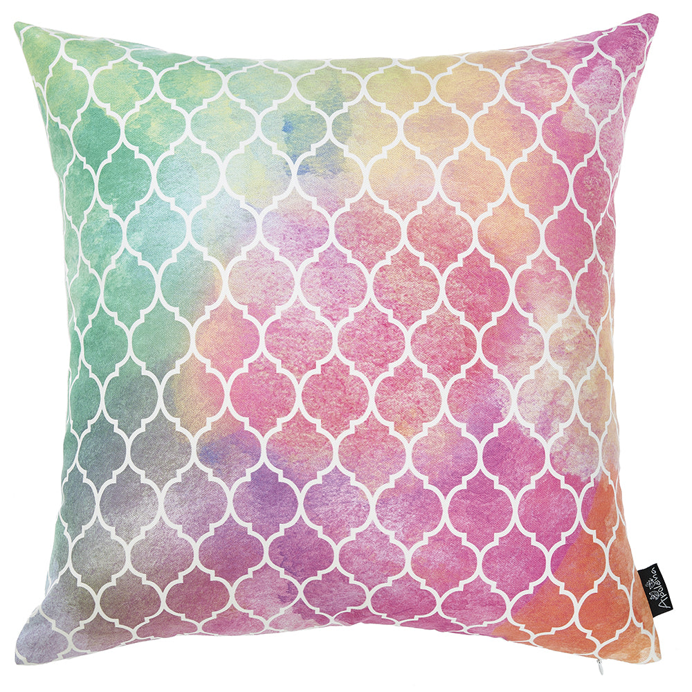 18"x 18" Pink Watercolor Dream Decorative Throw Pillow Cover