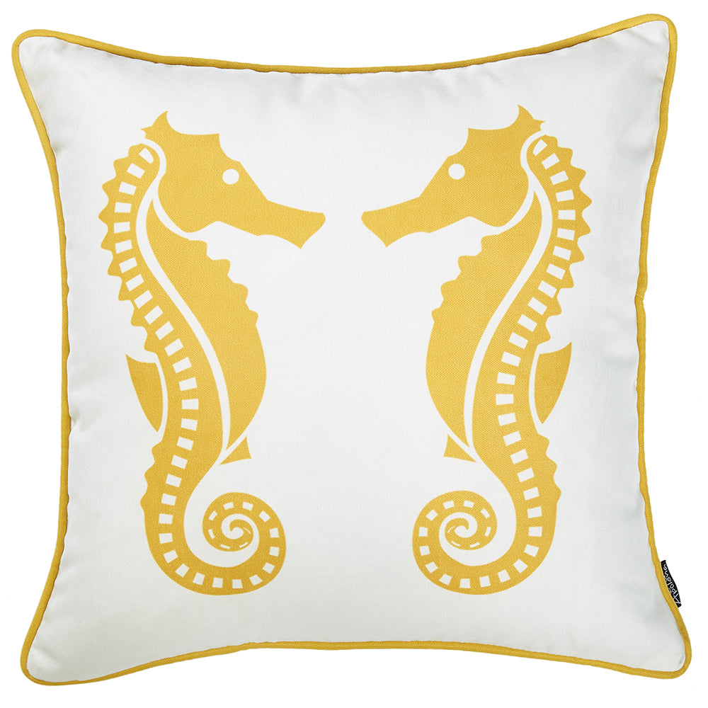 18"x18" Yellow Nautica Seahorse Decorative Throw Pillow Cover