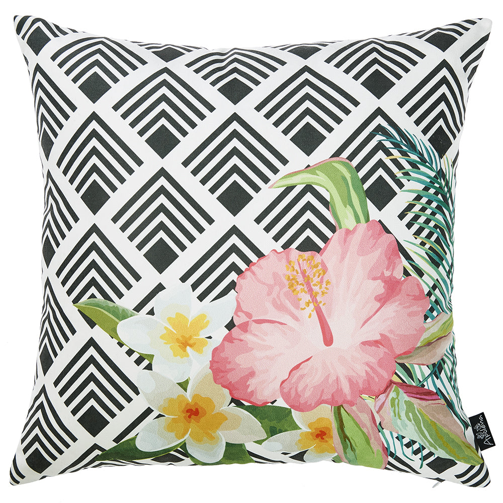 18"x 18" Tropical Flower Garden Decorative Throw Pillow Cover