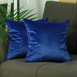 18"x 18" Navy Blue Velvet Decorative Throw Pillow Cover (2 Pcs in set)