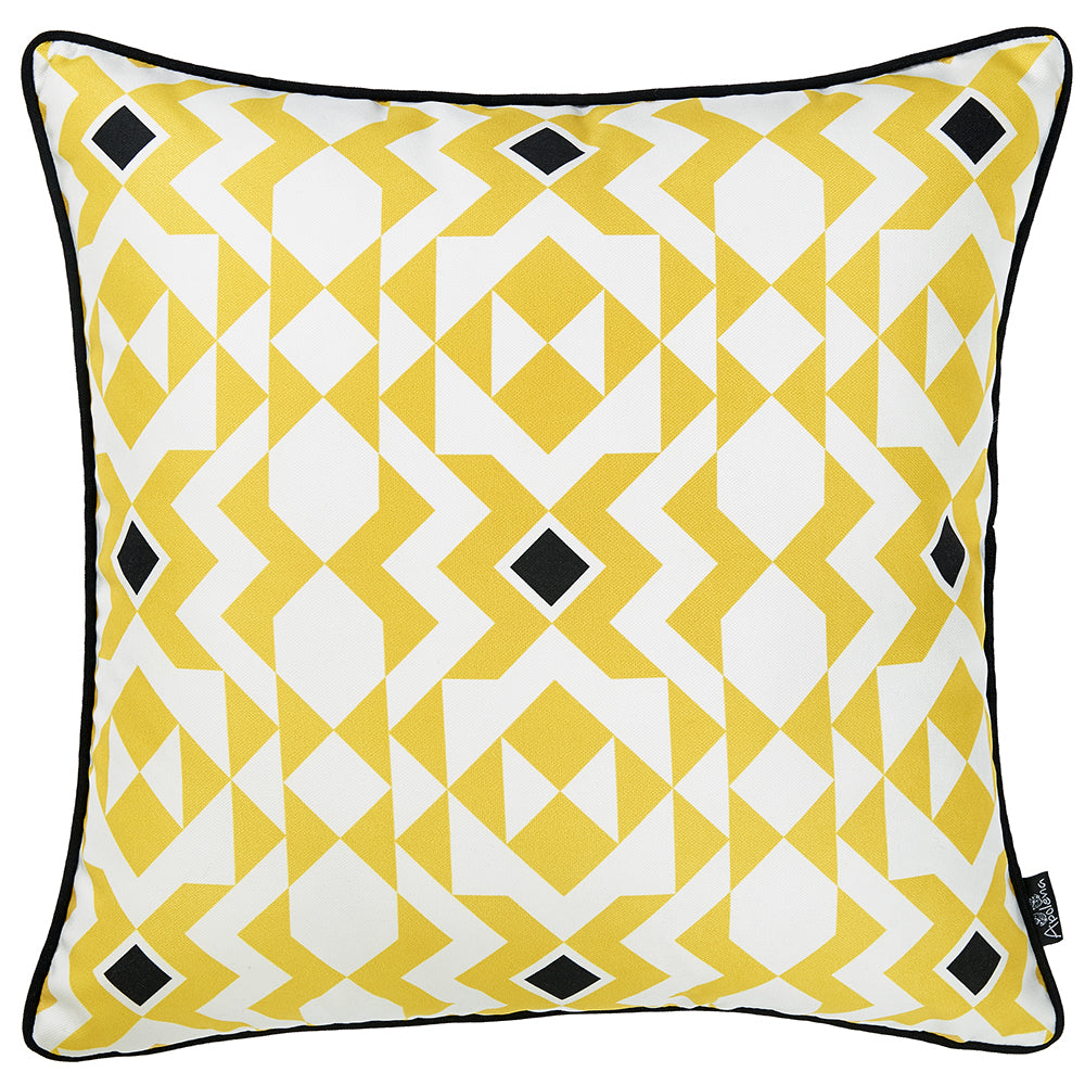 18"x 18" Yellow Manze Tropical Squares Decorative Throw Pillow Cover