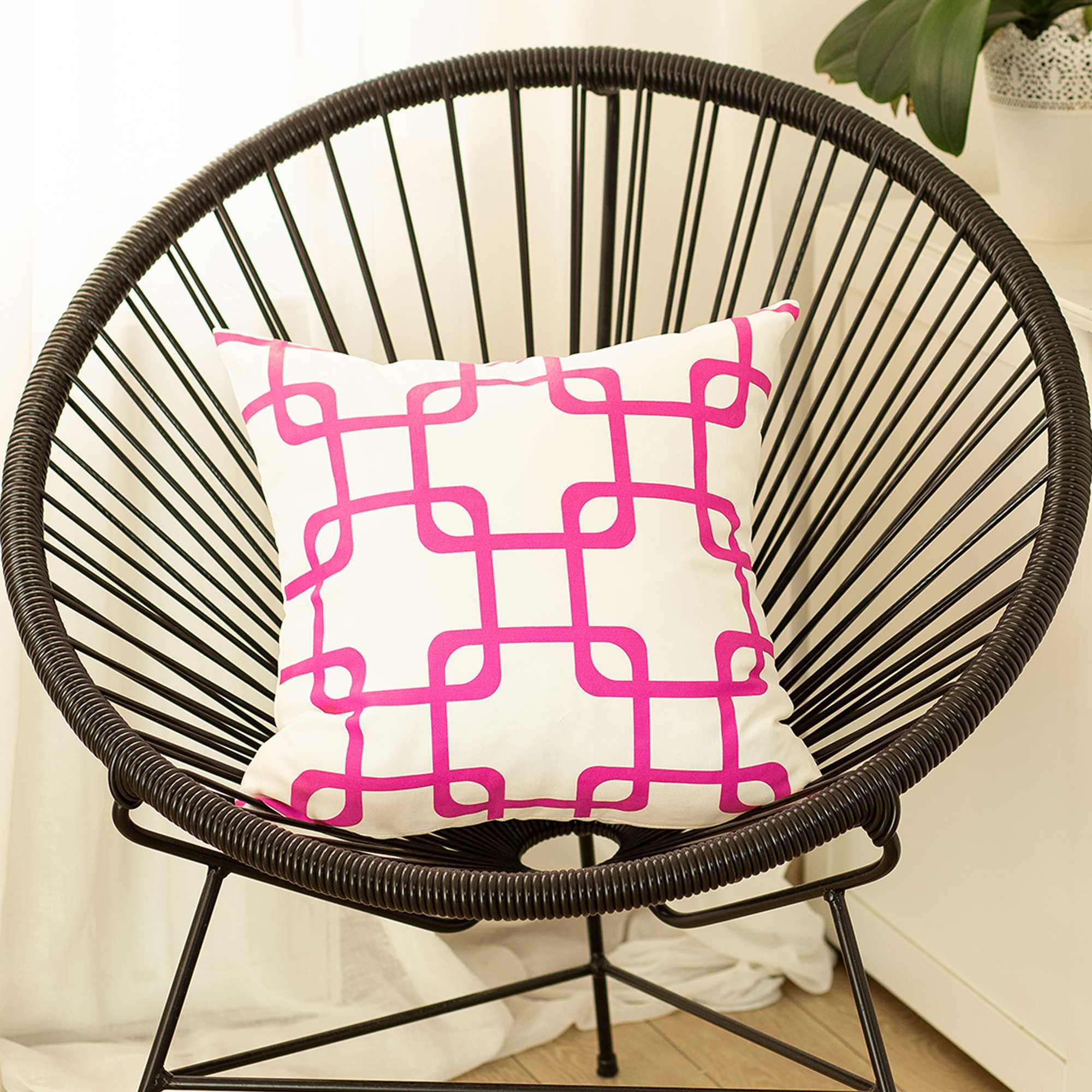 18"x18" Pink Geometric Squares Decorative Throw Pillow Cover