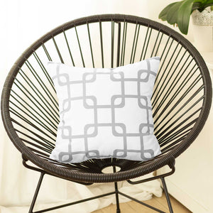 18"x18" Grey Geometric Squares Decorative Throw Pillow Cover