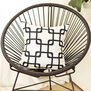 18"x18" Black Geometric Squares Decorative Throw Pillow Cover