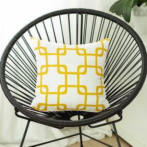 18"x18" Yellow Geometric Squares Decorative Throw Pillow Cover