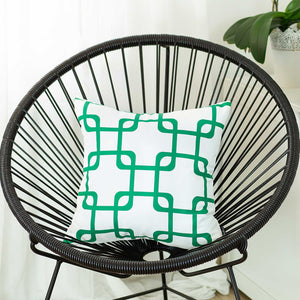 18"x18" Green Geometric Squares Decorative Throw Pillow Cover