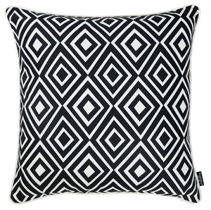 18"x 18" Tropical Bw Diamonds Squares Decorative Throw Pillow Cover