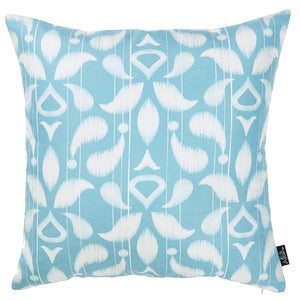 18"x18" Sky Blue Ikat Decorative Throw Pillow Cover Printed