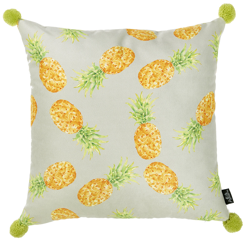 18"x 18" Tropical Pinapple Printed Decorative Throw Pillow Cover