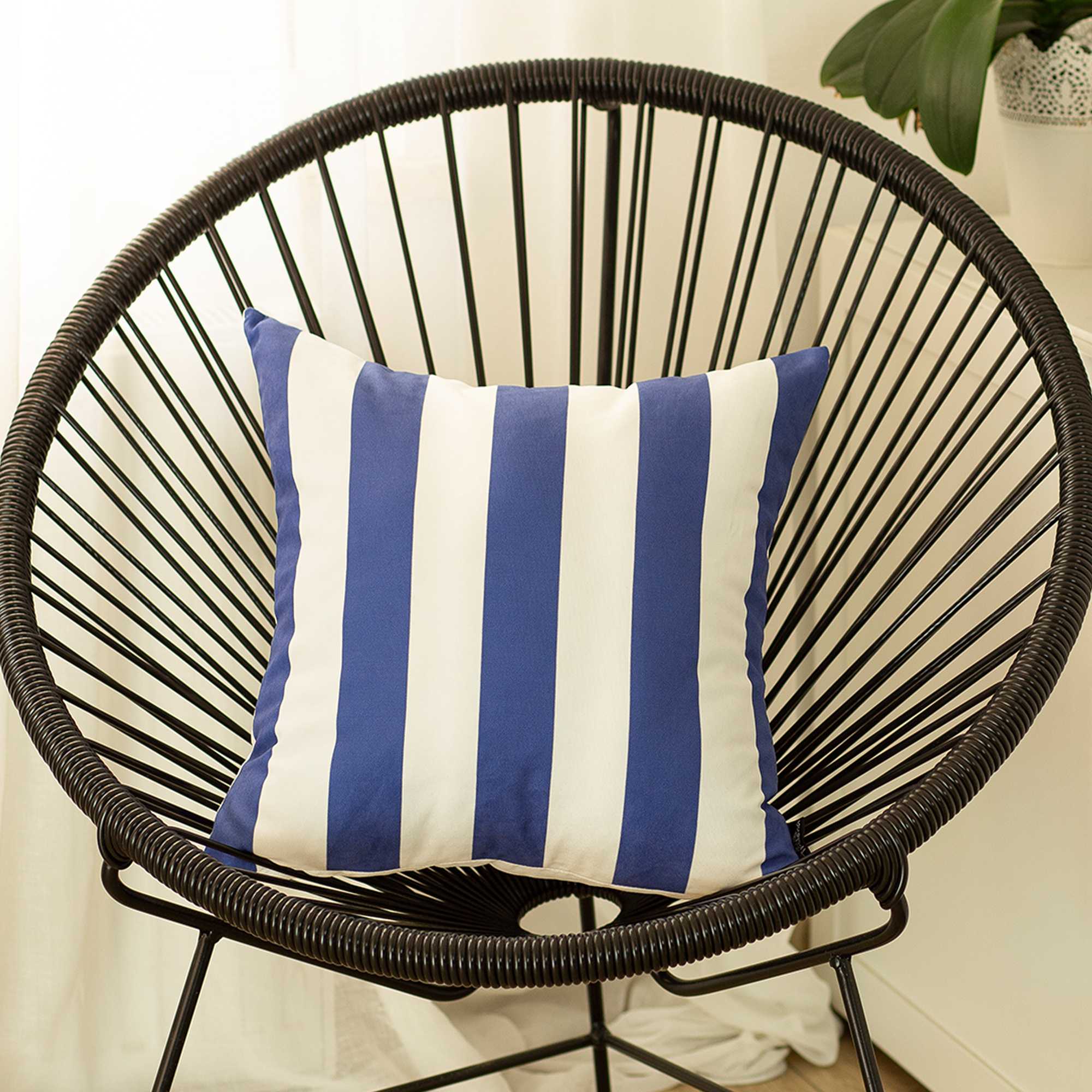 18"x18" Blue Stripes Geometric Decorative Throw Pillow Cover