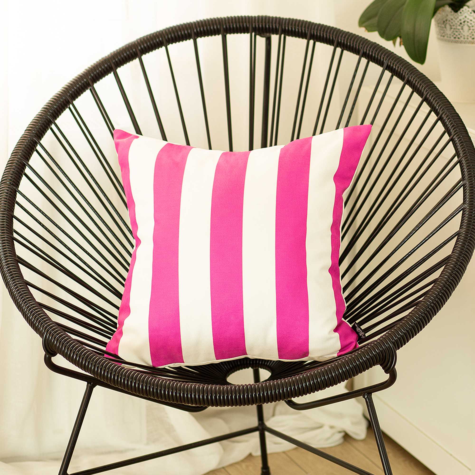 18"x18" Pink Stripes Geometric Decorative Throw Pillow Cover