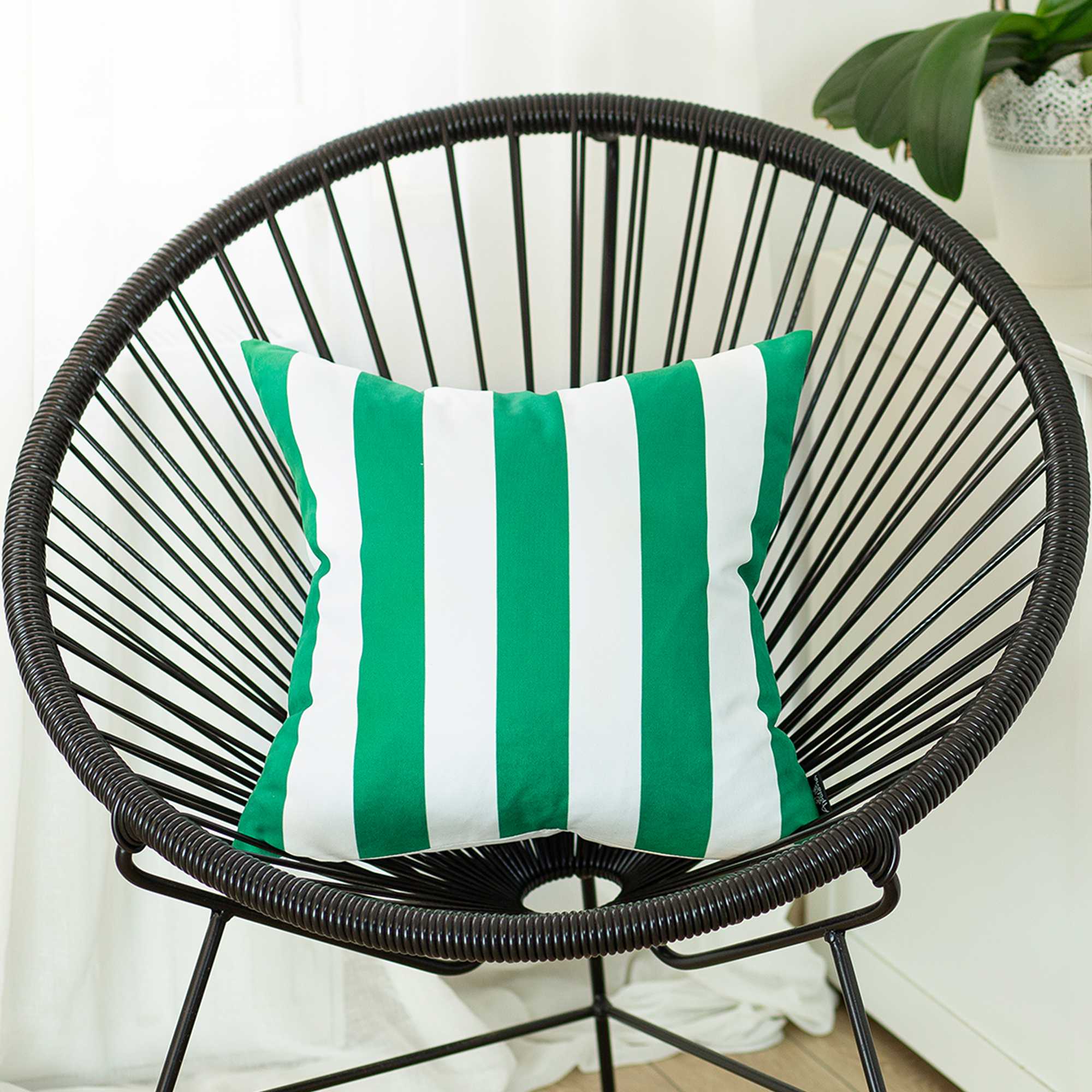 18"x18" Green Stripes Geometric Decorative Throw Pillow Cover