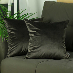 18"x 18" Brown Velvet Carob Decorative Throw Pillow Cover (2 Pcs in set)