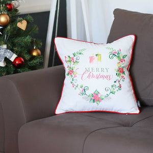 18"x18" Christmas Flowers Printed Decorative Throw Pillow Cover