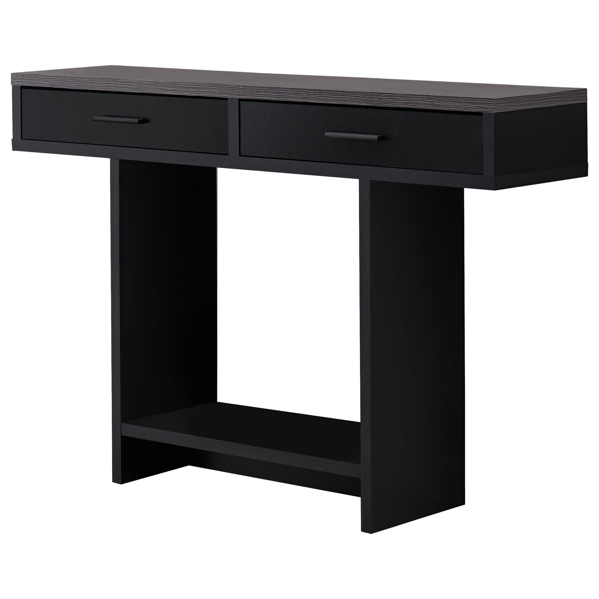 12.25" x 47.25" x 32" Black/Grey With Drawers - Accent Table