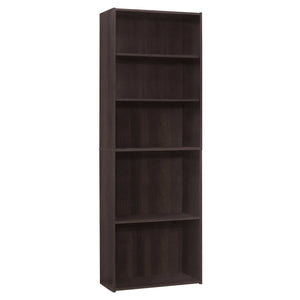 11.75" x 24.75" x 71.25" Cappuccino, 5 Shelves - Bookcase