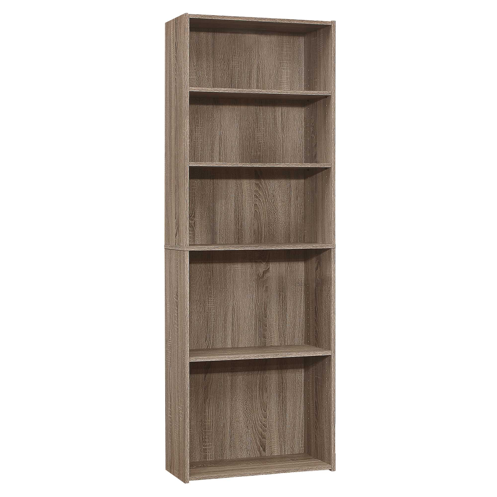 11.75" x 24.75" x 71.25" Dark Taupe, 5 Shelves - Bookcase