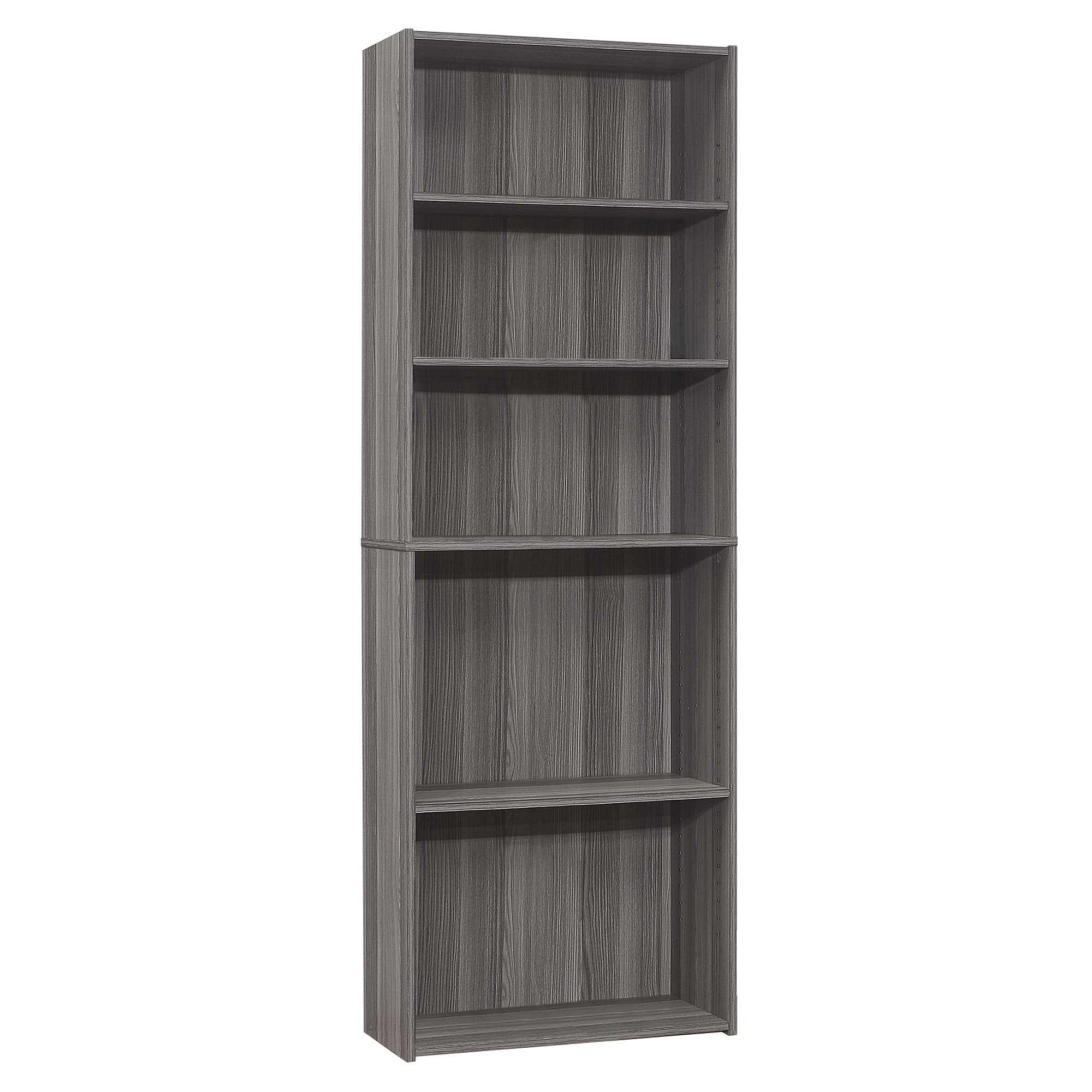11.75" x 24.75" x 71.25" Grey, 5 Shelves - Bookcase
