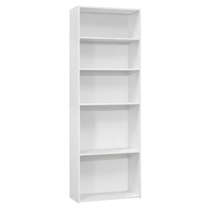 11.75" x 24.75" x 71.25" White, 5 Shelves - Bookcase