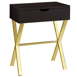 12" x 18.25" x 22.25" Cappuccino/Gold, Metal -Accent Table