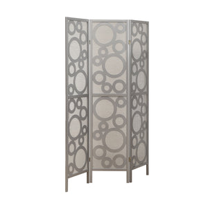 52" x 70.25" Silver, Bubble Design, 3 Panel - Folding Screen