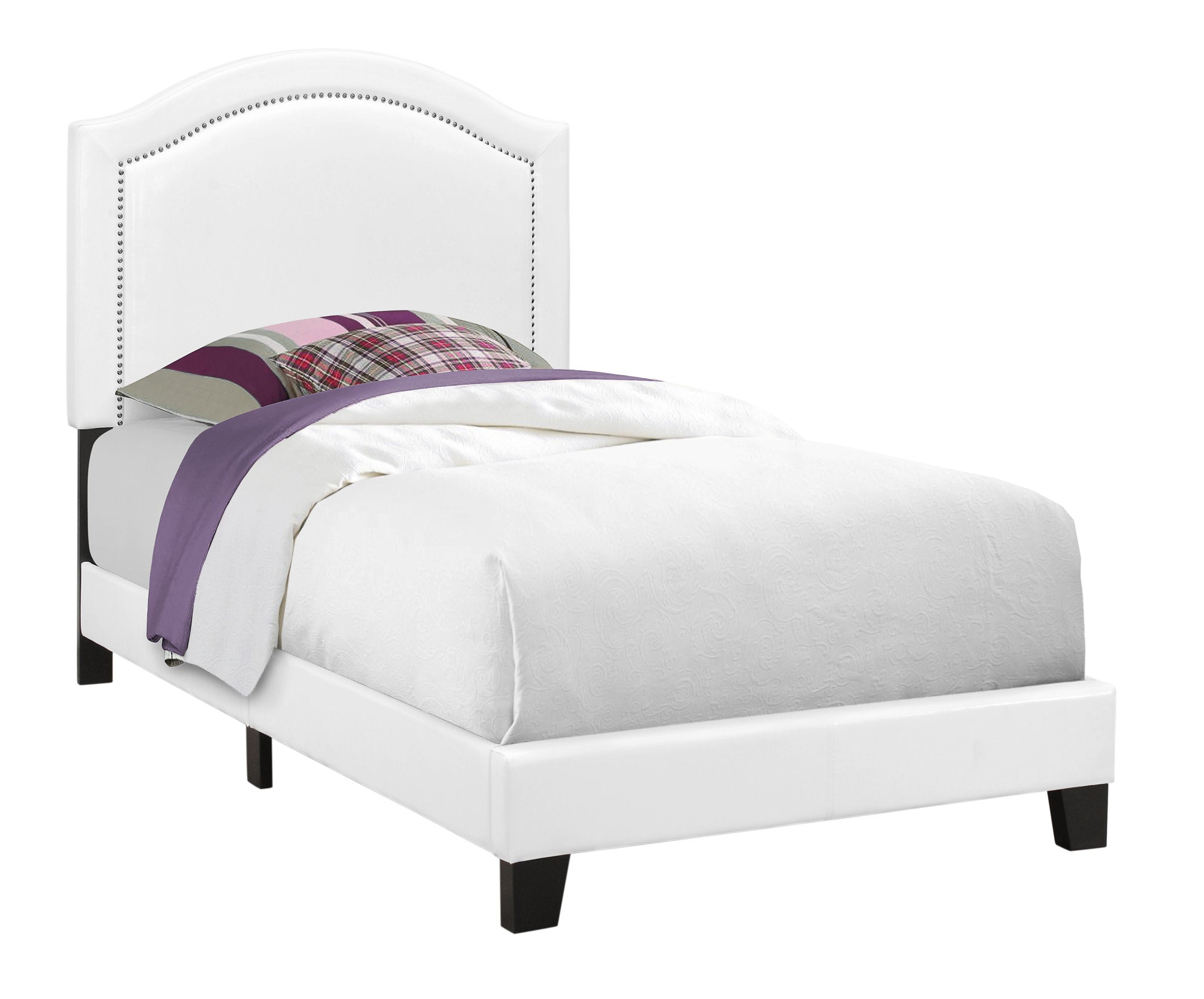 43" x 80.25" x 51.5" White, Leather Look With Chrome Trim - Twin Bed Size