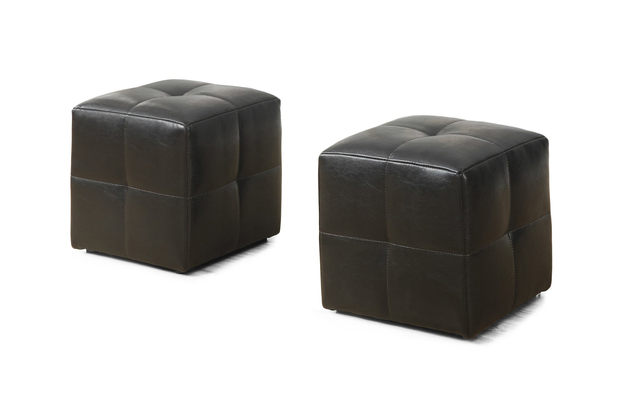 24" x 24" x 24" Dark Brown, Leather Look - Ottoman 2pcs Set