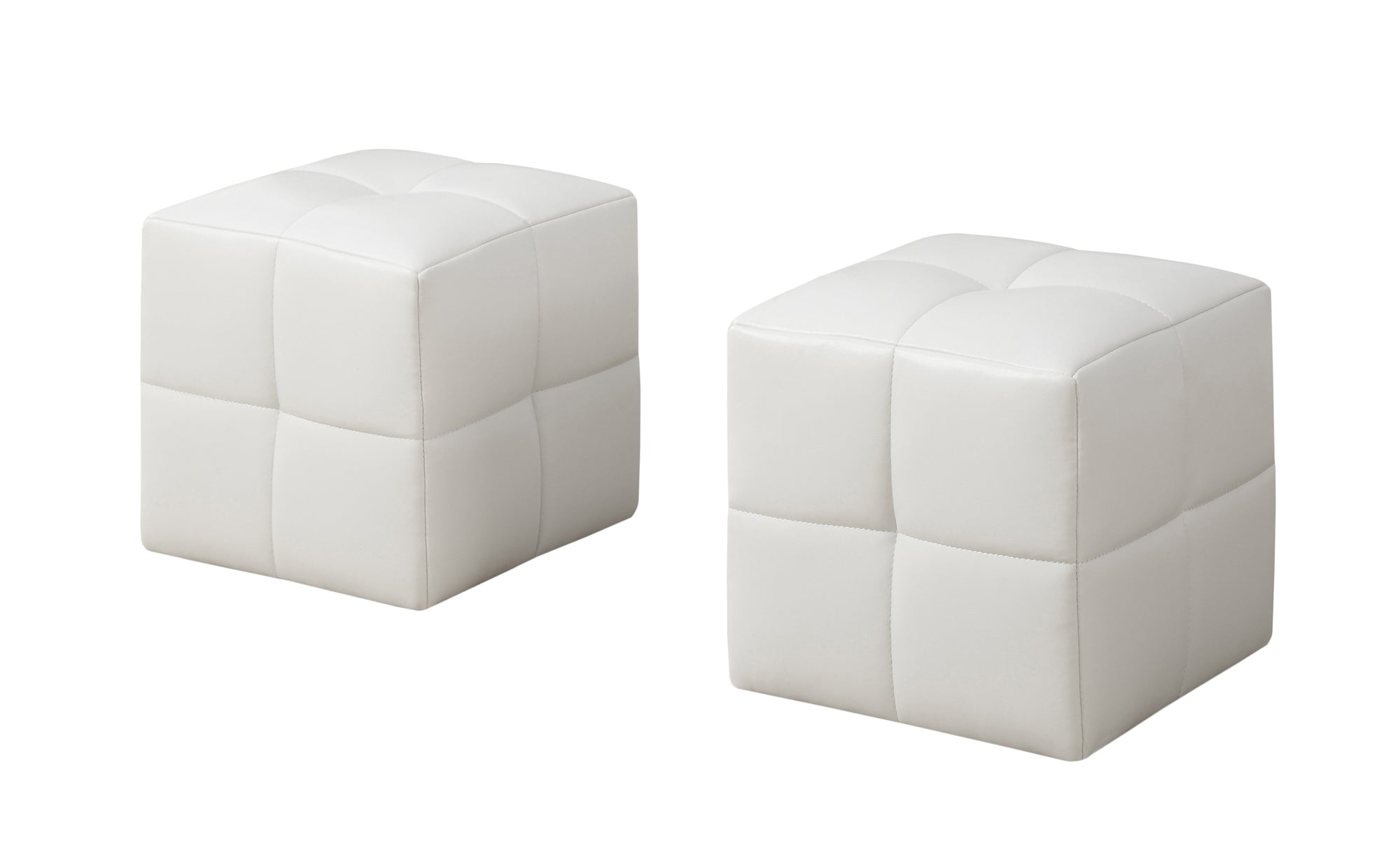 24" x 24" x 24" White, Leather Look - Ottoman 2pcs Set