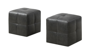 24" x 24" x 24" Charcoal/Grey, Leather Look - Ottoman 2pcs Set