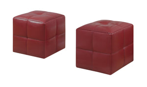 24" x 24" x 24" Red, Leather Look - Ottoman 2pcs Set